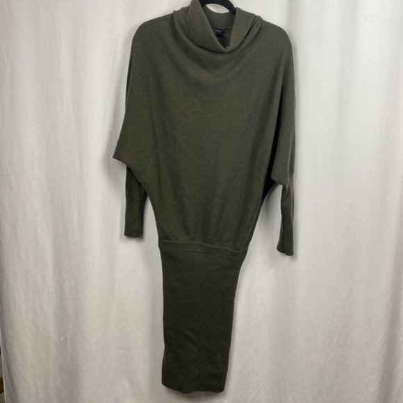 ALL SAINTS Ridley Dress Wool Cashmere Turtleneck - Dark Olive Green - Size Small - Picture 3 of 13